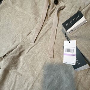 Perry Ellis Linen Blend Pants 38x32 Button Fly NWT $79.50